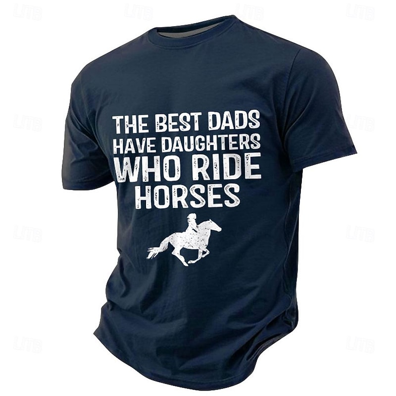 Men's Horse DADA T Shirt Short Sleeve T shirt 3D Print Crew Neck Shirt Vacation Ethnic Athleisure Sports Outdoor Casual Hiking Black Blue Green Summer Spring Clothing Apparel S M L XL XXL XXXL