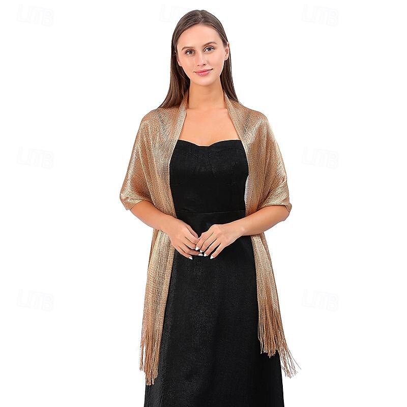 Wedding Guest 's Wraps Glitters Sparkle & Shine Sleeveless Polyester Wedding Wraps With Tassel For Wedding Fall2