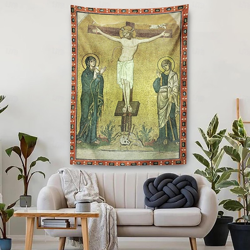 Medieval Tapestry Middle Age Tapestry Byzantine Art Jesus Wall Art Large Tapestry Mural Decor Photograph Backdrop Blanket Curtain Home Bedroom Living Room Decoration3