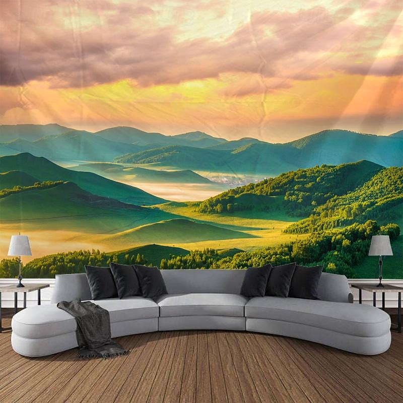 Sunshine Mountain Landscape Hanging Tapestry Wall Art Large Tapestry Mural Decor Photograph Backdrop Blanket Curtain Home Bedroom Living Room Decoration4