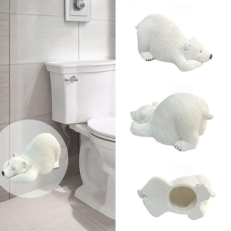 White Bear Toilet Bolt Caps Decorative & Durable Resin Cute  Bolts Covers Set