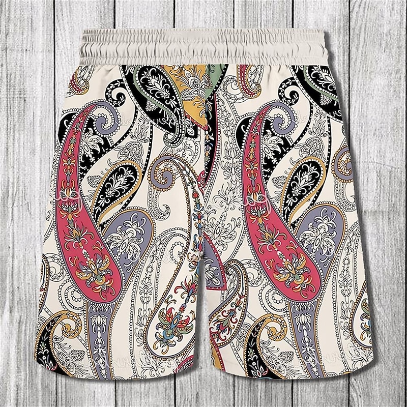 Men's Paisley Flower / Floral Swim Trunks Swim Shorts Board Shorts Mid Waist Fashion Streetwear Designer Casual Daily Holiday Pocket Drawstring Elastic Waist Designer Clothing Apparel2
