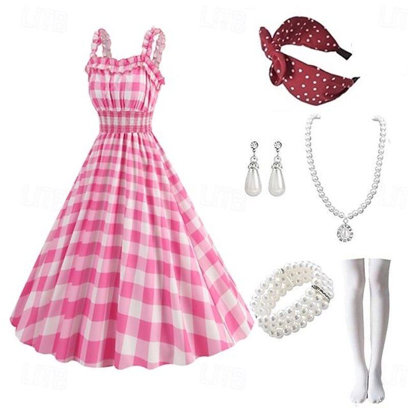 1950s Vintage Inspired Party Costume Masquerade A-Line Dress Sleeveless Polka Dots Collarless Fancy Dress Women's Halloween Carnival Valentine's Day Casual Daily Party / Cocktail Bachelorette Party4