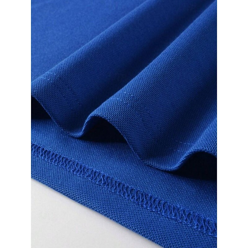 Men's Cotton Blend Polo Shirt Golf Shirt Casual Holiday Ribbed Polo Collar Short Sleeve Fashion Basic Solid Color Patchwork Pocket Summer Regular Fit Light Blue Black White Yellow Royal Blue Cotton3