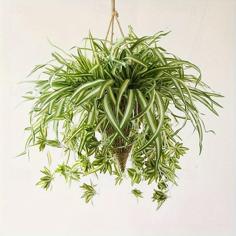 1pc 60CM Large Artificial Hanging Plants, Fake Spider Plants for Home Indoor Decor, Fake Greenery for Home Garden Office Wedding Decoration - Main Image