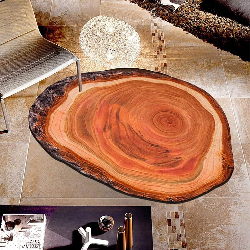 Novelty Door Mat Floor Mat Non Slip Ring of Tree 3D Trunk Wooden Log Print Area Rug Bath Mat for Indoor Outdoor Patio Bedroom Kitchen Office3