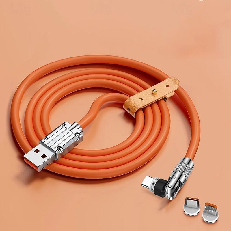 Passenger Cable Rotating Magnetic Cable 540 Degrees Fast Charging Silicone TYPEC Triple Hand Travel Magnetic Cable Charging Cable2