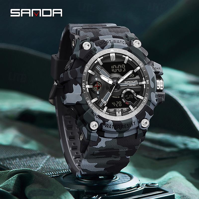 SANDA Men Digital Watch Outdoor Sports Fashion Casual Luminous Stopwatch Alarm Clock Waterproof TPU Watch4