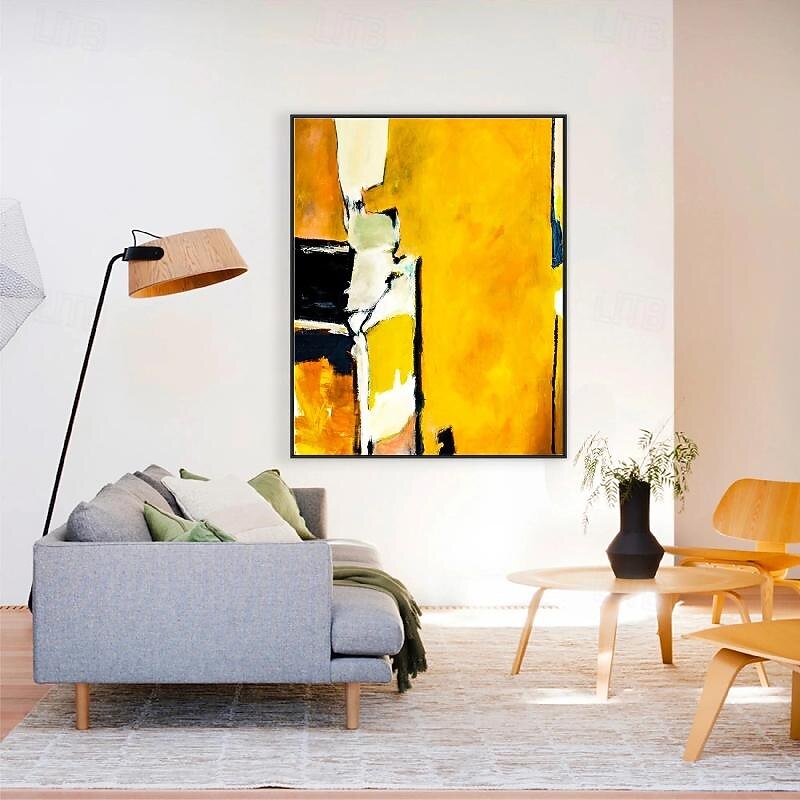 Yellow Abstract Painting on Canvas hand painted 3D Textured abstract oil painting handmade Wall Art Boho painting Modern Canvas Art painting for Living Room Decor  Home Decor Hotel Art Piece2
