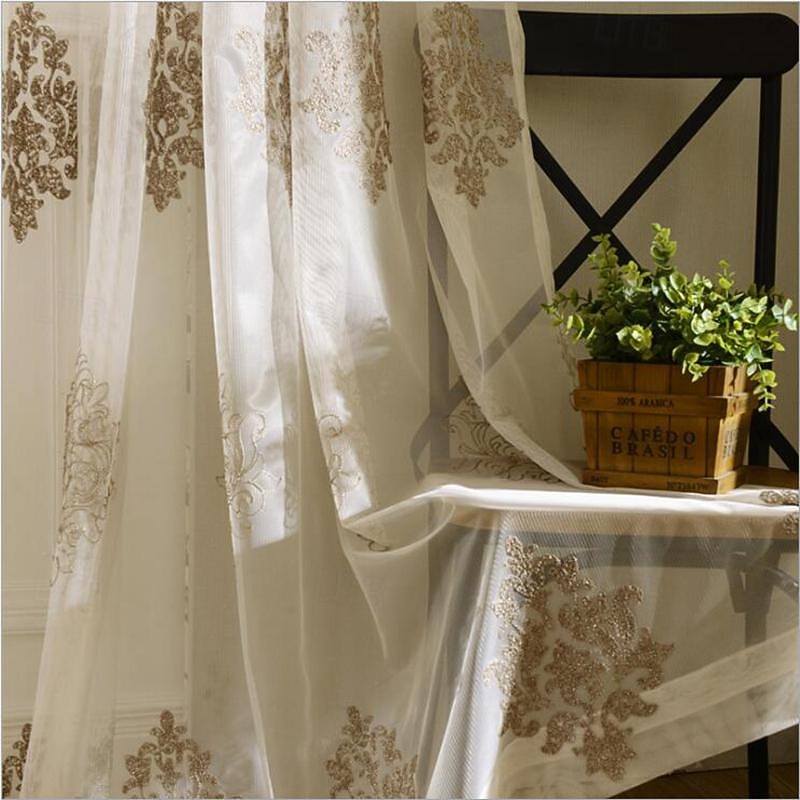 2Pcs European Court Style Embroidered Window Curtains For Living Rooms Bedrooms Dining Rooms Study Rooms Semi Transparent Curtains2