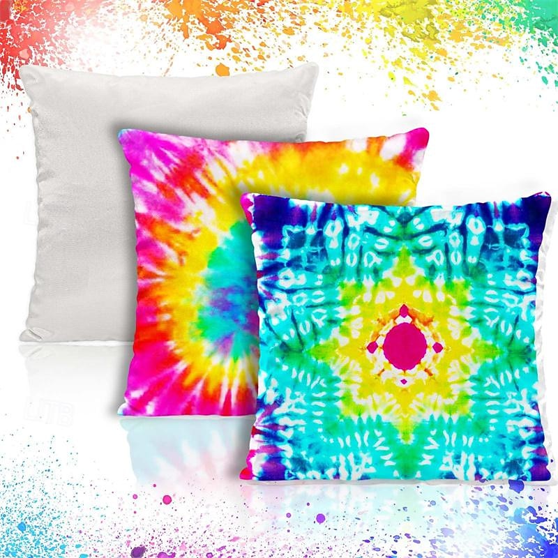 3PCS White Tie Dyed Pillowcases Tie Dyed Blank Pillowcases Customized Pillowcases Cotton White Pillowcases