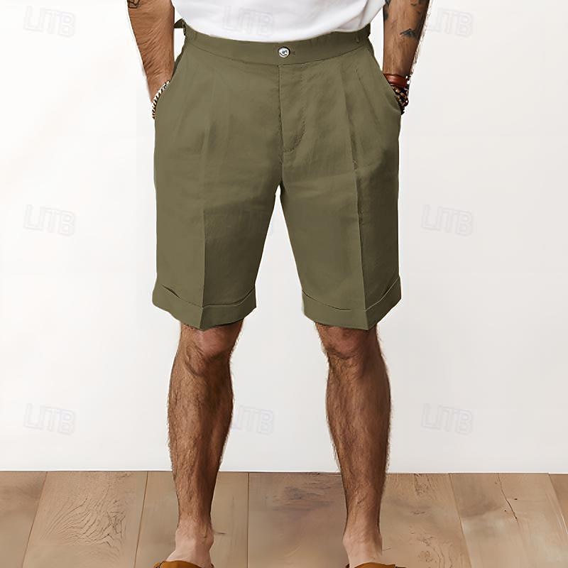 Men's Shorts Linen Shorts Summer Shorts Pocket Plain Comfort Breathable Outdoor Daily Going out Fashion Streetwear Black White