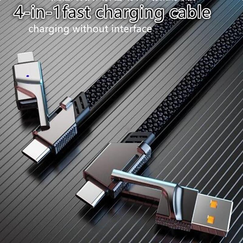 4 In 1 USB Type C Data Cable Fast Charging For iPhone 15 14 13 12 11 Samsung Xiaomi Redmi Huawei Wire Cable Fast Charger
