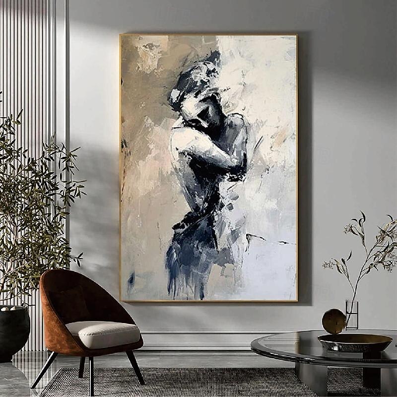Hand painted Abstract Lady Framed Woman painting hand painted lovers oil painting lady dancers painting Wall Art Woman face Canvas Art Faceless Portrait Painting Lovers' decor oil painting artwork