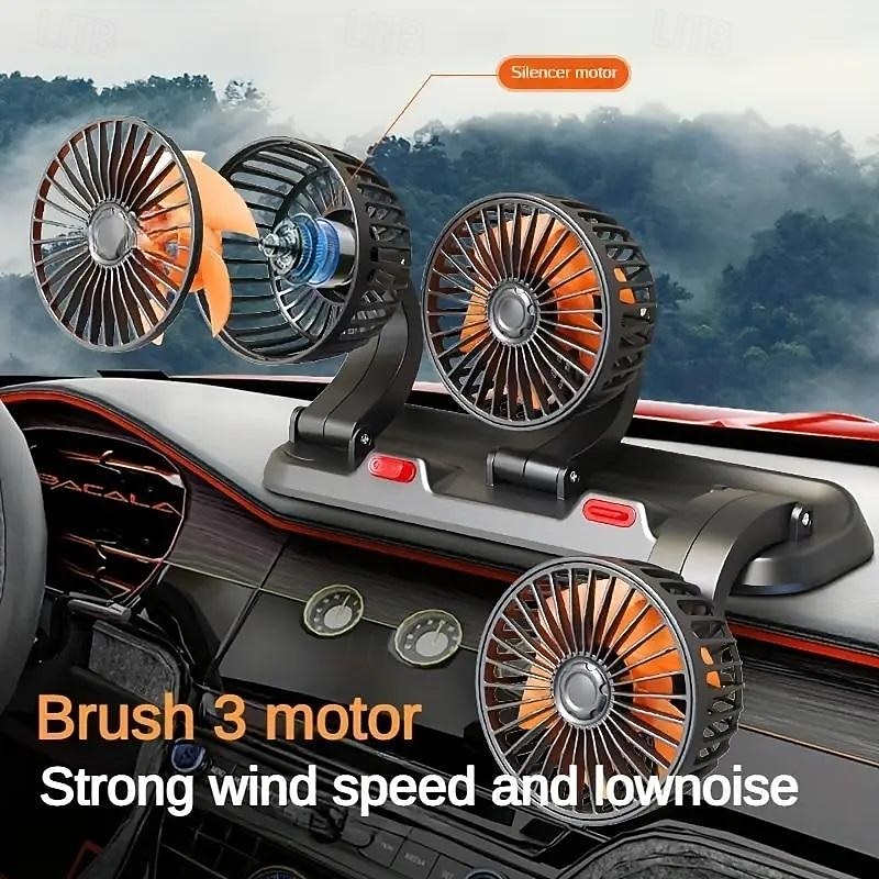 Triple-Head 12V/24V USB Car Fan - Powerful Cooling and Air Circulation for Vehicle Comfort on Long Drives2