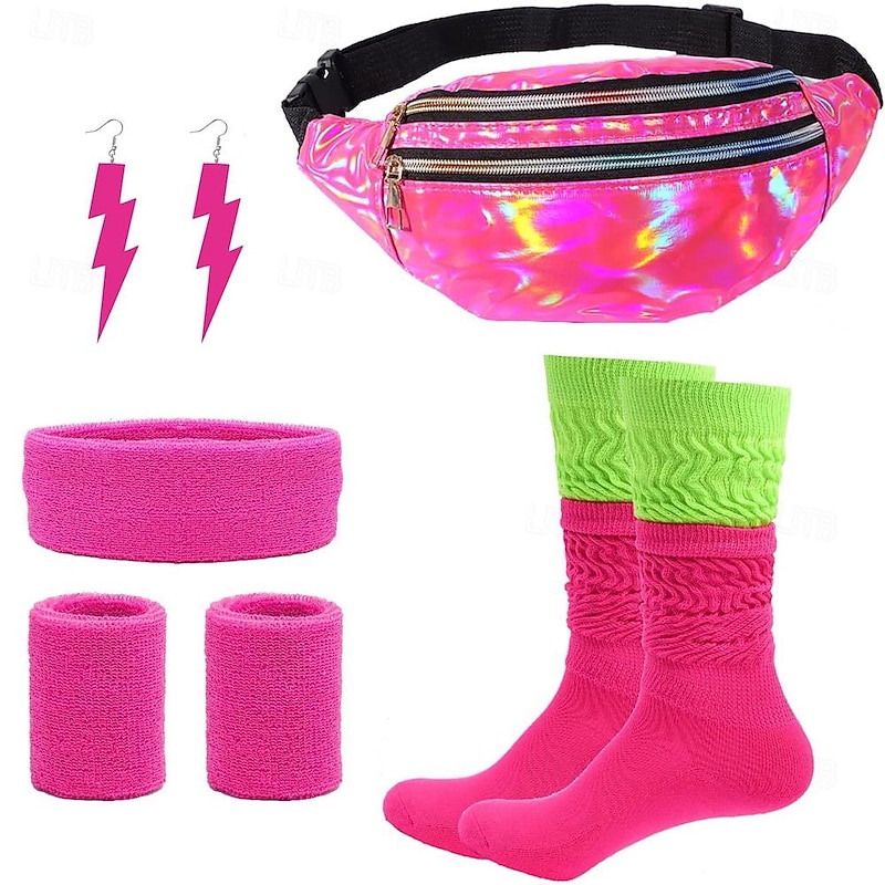 Retro Vintage Disco 1980s Outfits Tutu Fanny Pack Queen 80's Party Girl Fancy Dress Women's Masquerade Bachelorette Party Pride Parade Pride Month Adults' Bracelet Socks Bag