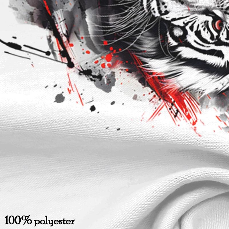 Men's Animal Tiger T Shirt T shirt 3D Print Crew Neck Shirt Fashion Athleisure Street Sports Outdoor Black / White White Summer Spring Clothing Apparel S M L XL XXL XXXL3