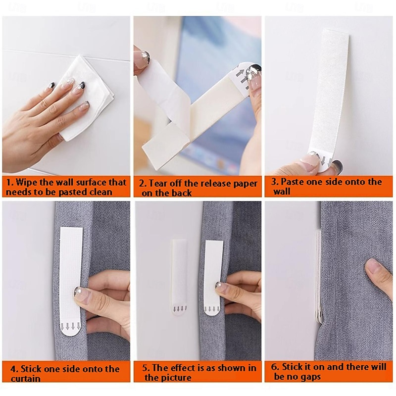 6/8/10 pairs Magic Tape Curtain Gap Fixing Bar for Securing Curtain Gaps, Light-blocking on Both Ends, Curtain Edge Fixator, Preventing Light Leakage from Sides Adjacent to Walls4
