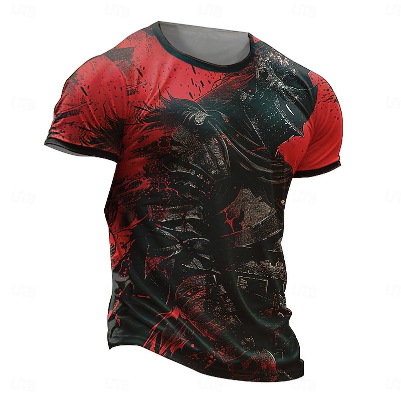 Men's Knights Templar T Shirt T shirt 3D Print Crew Neck Shirt Religious Casual Street Casual Yellow Red Summer Spring Clothing Apparel S M L XL XXL XXXL4