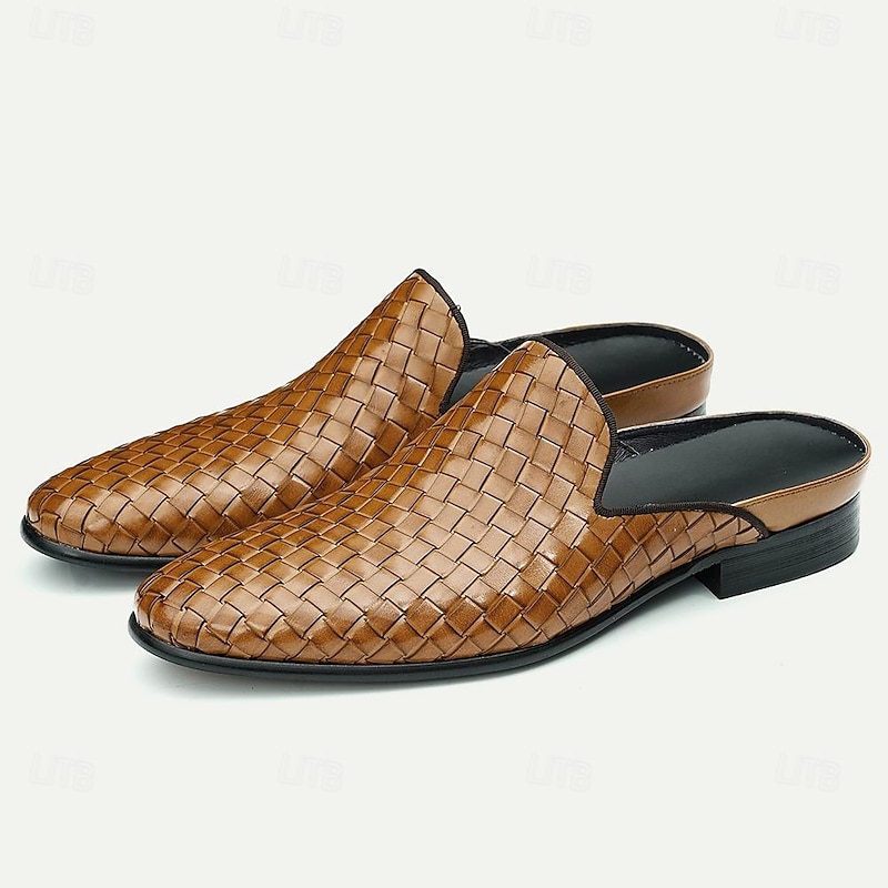 Men's Clogs & Mules Full-grain Leather Leather Comfortable Slip Resistant Loafer Black Brown2