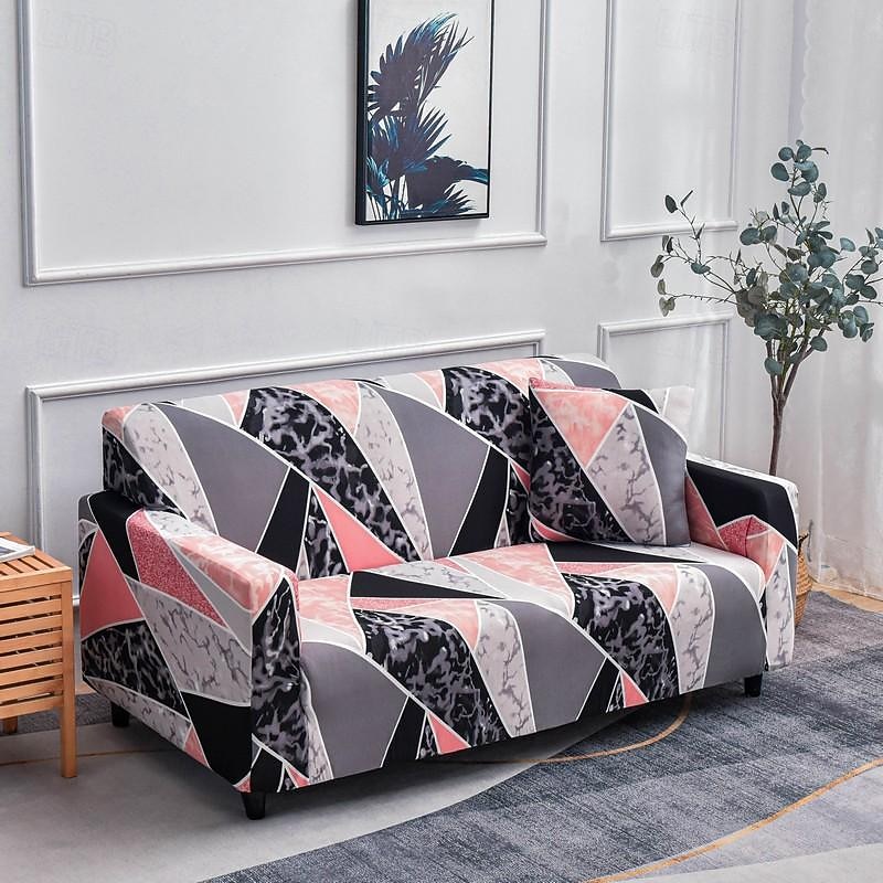 Sofa Cover Elastic Sofa Slipcover Geometric Floral Series Printed Pattern Furniture Protector L-Shaped for Bedroom Office Living Room Home Decor