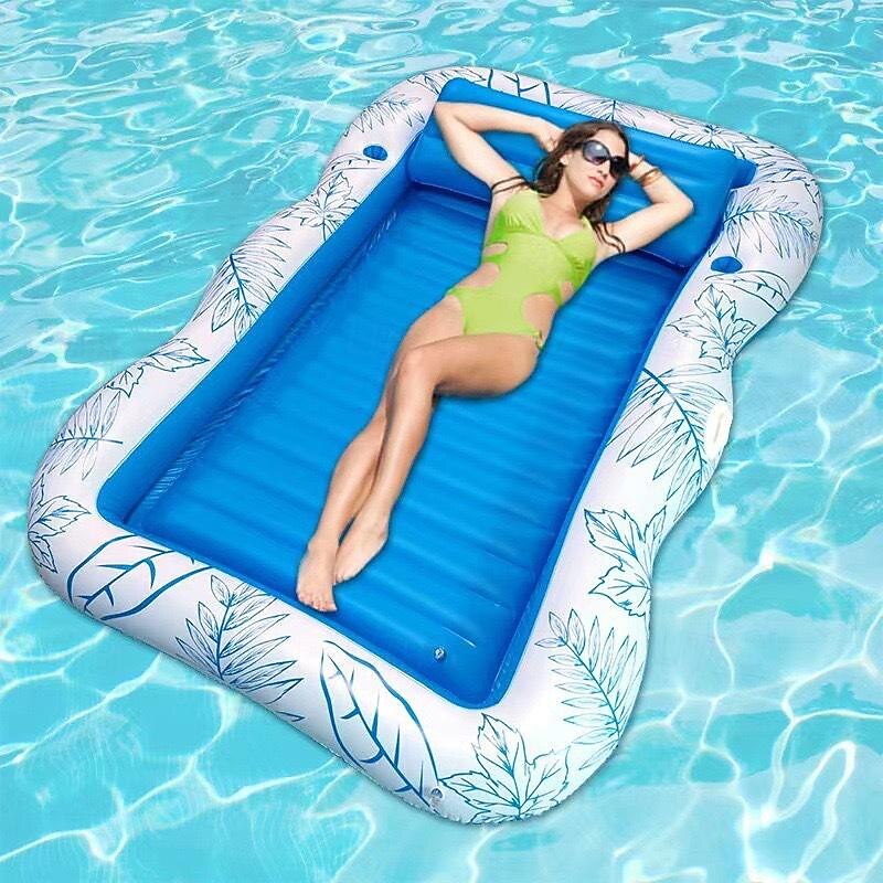 Inflatable Swimming Pool Float Boat Tanning Swimming Pool Lounge Chair Floating Sunbathing Swimming Pool Floating Toy Tanning Mattress Inflatable Cushion
