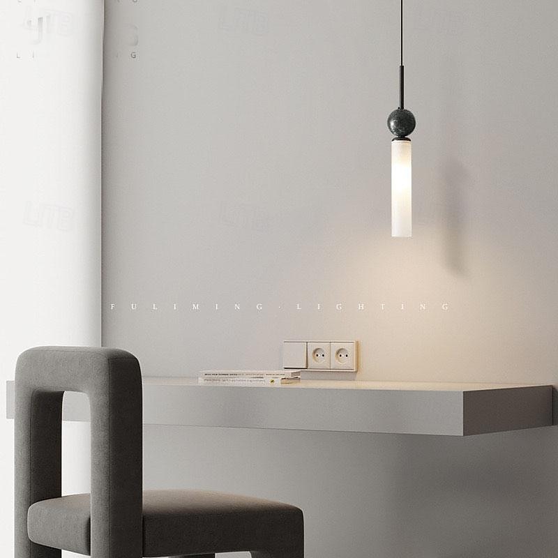 LED Pendant Light Cylina Shape Marble Brass Pendant Light, Three-Color Light Pendant Lamp with G9 Light Source, Simple Italian Chandelier, Ceiling Lighting Fixtures for Living Room3