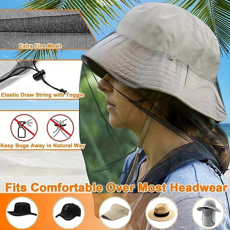 Bug Head Net Mesh Face Netting for Hats Insect Net Mask Cover from Gnats Extra Fine Fly Screen Holes Outdoor Protection for Men & Women4