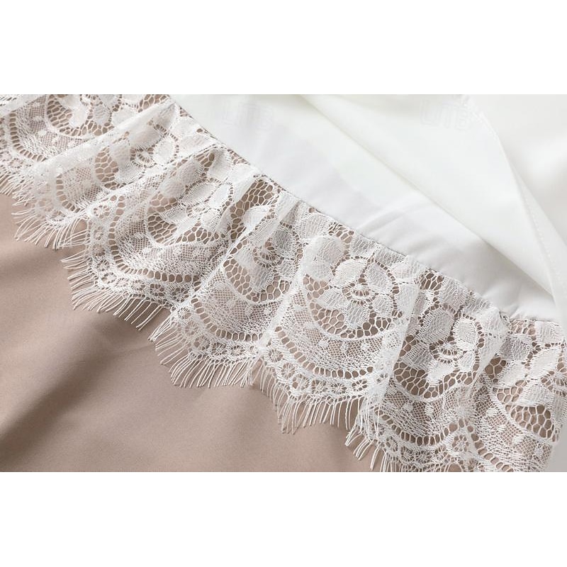 Women's White Bohemian Dress Lace Dress Detailed Layered Dress Sleeveless Scoop Neck White Tan Casual Summer Beach Party Relaxed Fit Clothing Apparel3