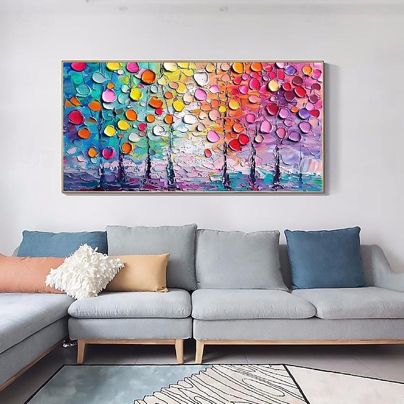 Abstract Colorful Floral Canvas painting handmade Wall Art painting Hand Painted Thick Textured Petal Knife Painting Contemporary artwork Home Decor Customized Sofa Artwork forest painting3