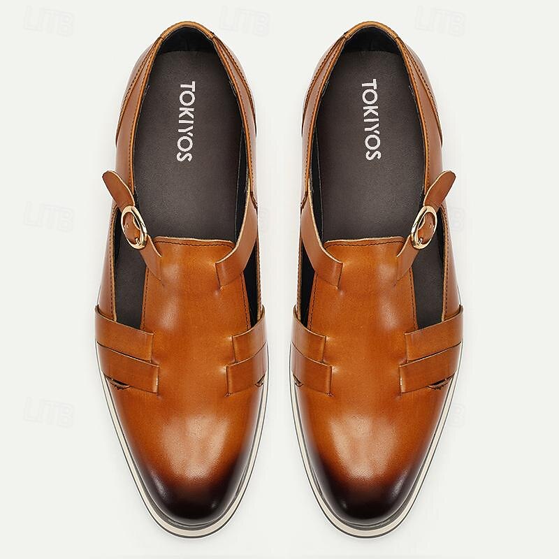 Men's Sandals Leather Shoes Fishermen sandals Leather Italian Full-Grain Cowhide Breathable Comfortable Slip Resistant Buckle Brown4