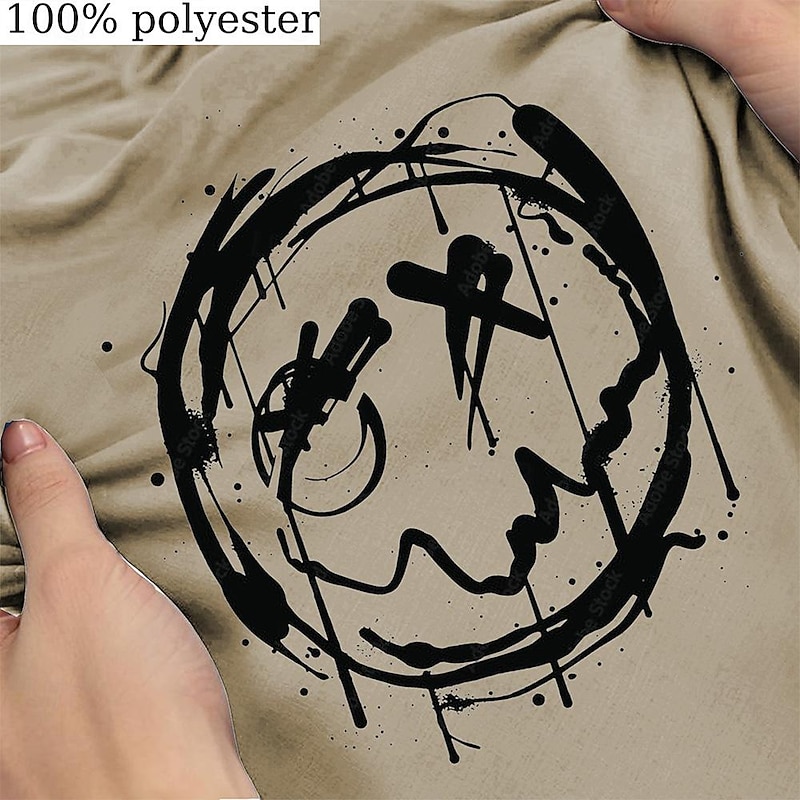 Men's Graphic Funny Smile Face T Shirt Short Sleeve T shirt 3D Print Crew Neck Shirt Fashion Designer Daily Black Green Khaki Spring & Summer Clothing Apparel S M L XL XXL XXXL3