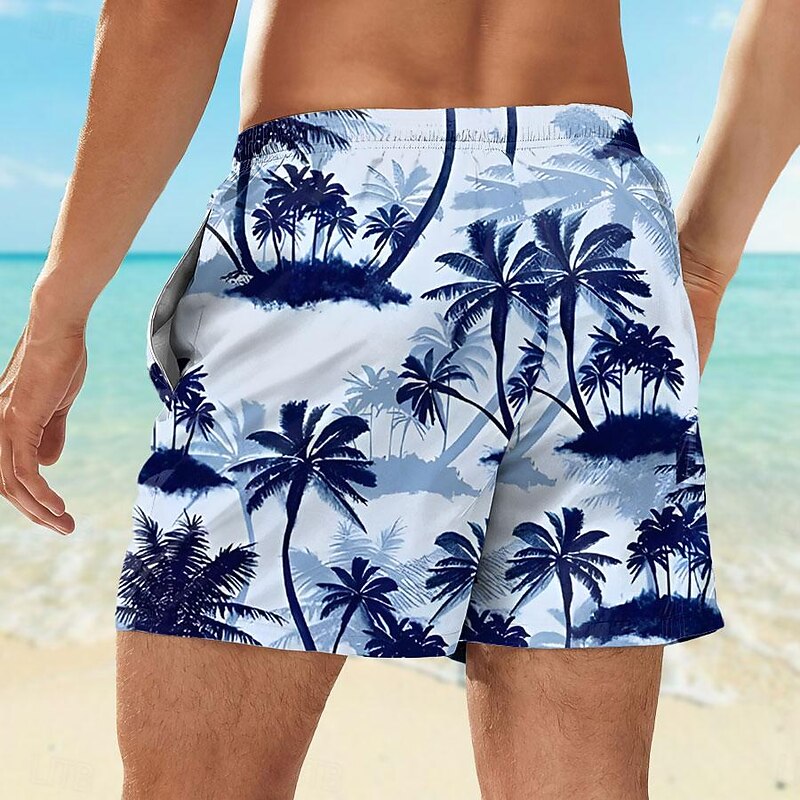 Men's Leaf Coconut Tree Plants Swim Shorts Board Shorts Swimming Trunks Mid Waist Fashion Streetwear Designer Casual Daily Holiday Pocket Drawstring Elastic Waist Designer Clothing Apparel3