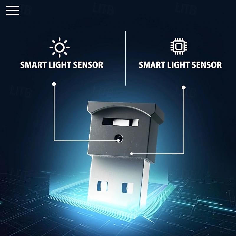 1 Pc Mini USB LED Light, Car Interior LED RGB Lighting 5V Smart USB LED Atmosphere Light Laptop Decoration Night Lamp Adjustable Brightness 8 Colors4