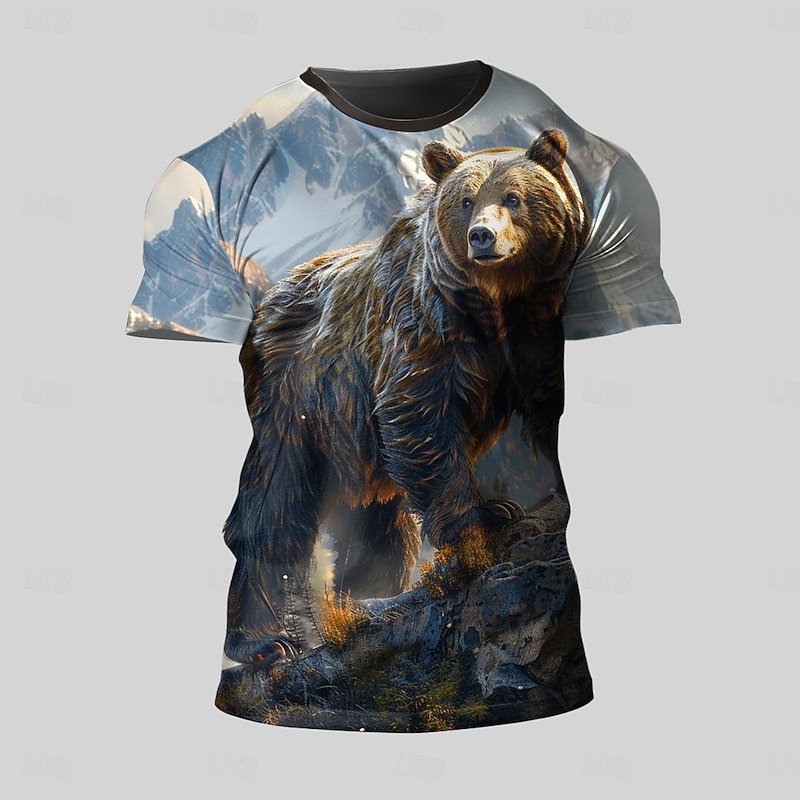 Men's Animal Polar Bear T Shirt T shirt 3D Print Crew Neck Shirt Fashion Athleisure Street Sports Outdoor Blue Dark Blue Summer Spring Clothing Apparel S M L XL XXL XXXL2