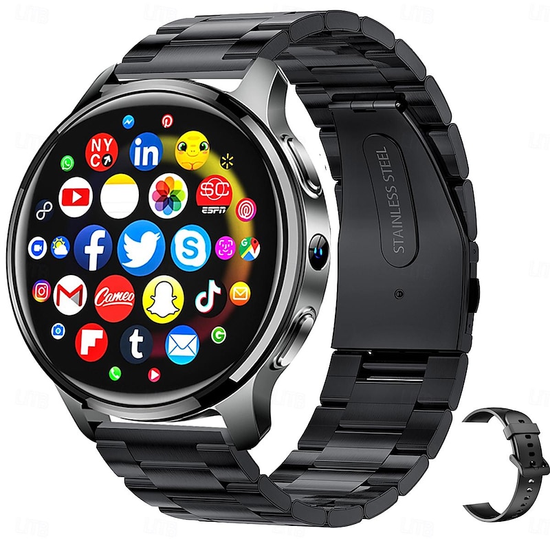 iMosi P68 Smart Watch 1.51 inch 4G LTE Cellular Smartwatch Phone 4G Pedometer Call Reminder Heart Rate Monitor Compatible with Smartphone Men GPS Hands-Free Calls Waterproof IP 67 46mm Watch Case