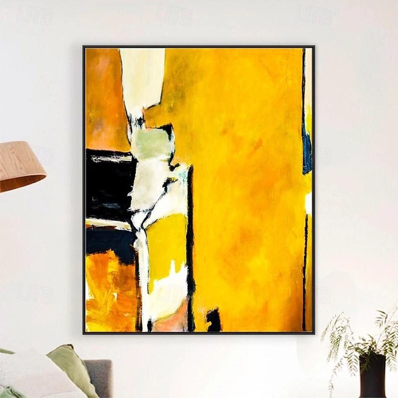 Yellow Abstract Painting on Canvas hand painted 3D Textured abstract oil painting handmade Wall Art Boho painting Modern Canvas Art painting for Living Room Decor  Home Decor Hotel Art Piece