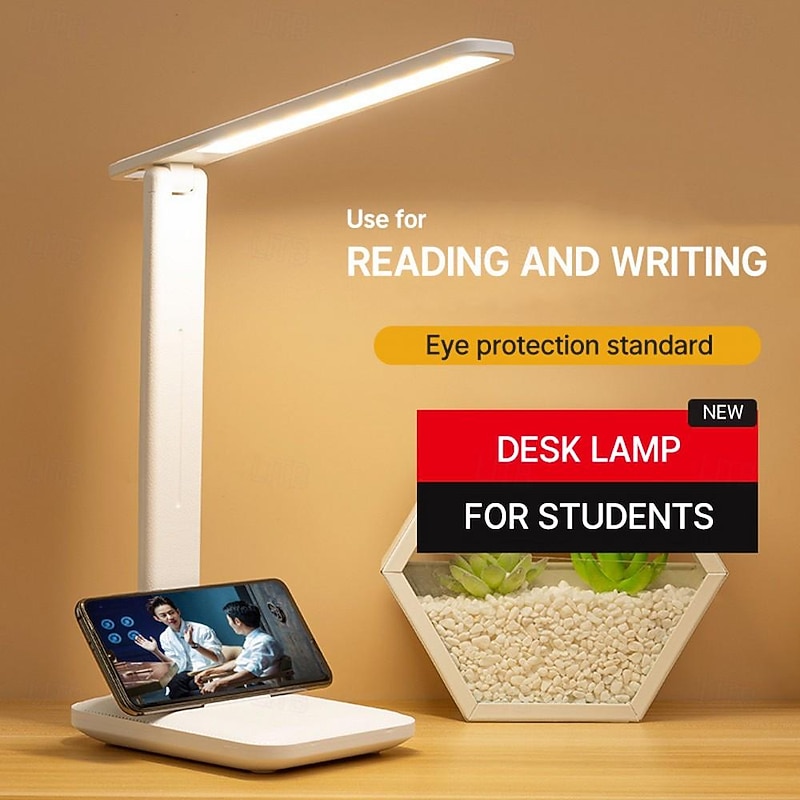 Folding Table Lamp Reading USB Touch Dimmable Eye Protection Led Desk Lamp Bedroom Student Reading Night Light 3 Color Stepless Dimmable Desk Lamp Touch Foldable Eye Protection Reading Night Light