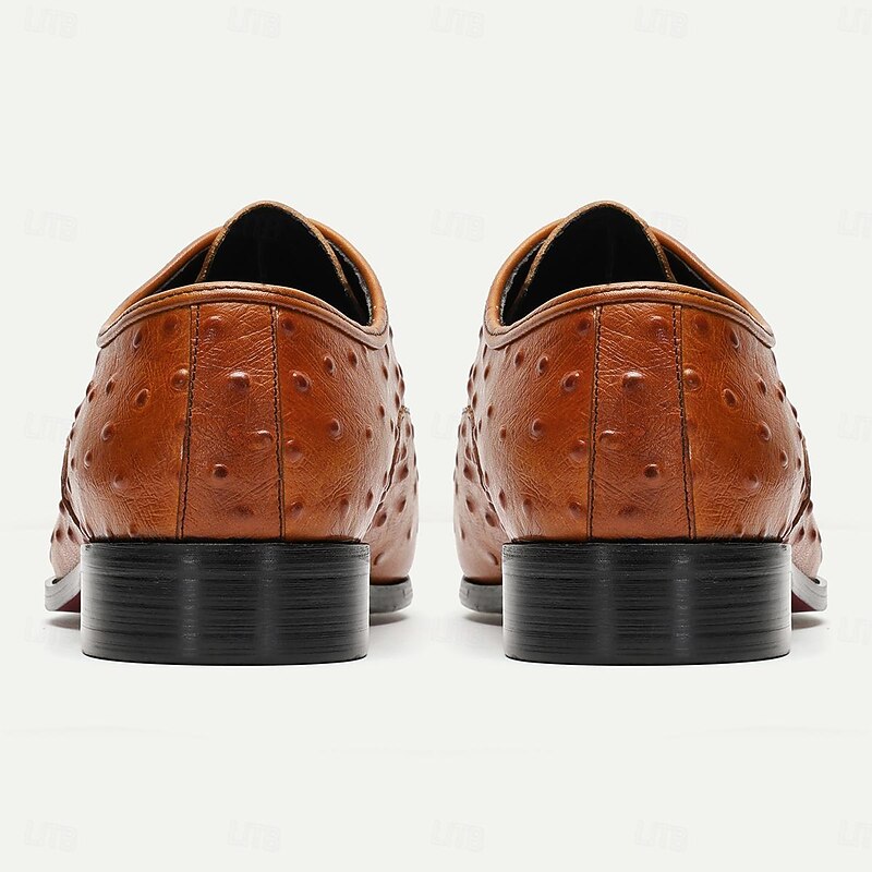 Men's Dress Shoes Dress Shoes Leather Italian Full-Grain Cowhide Comfortable Slip Resistant Lace-up Black Brown 5