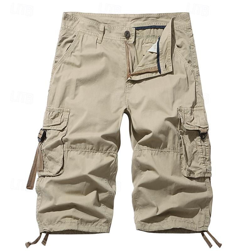 Men's Tactical Shorts Capri Cargo Shorts Cargo Shorts Capri Pants Hiking Shorts Buttons Multi Pocket Plain Wearable Calf-Length Outdoor Daily Going out Fashion Classic Lake blue Black4