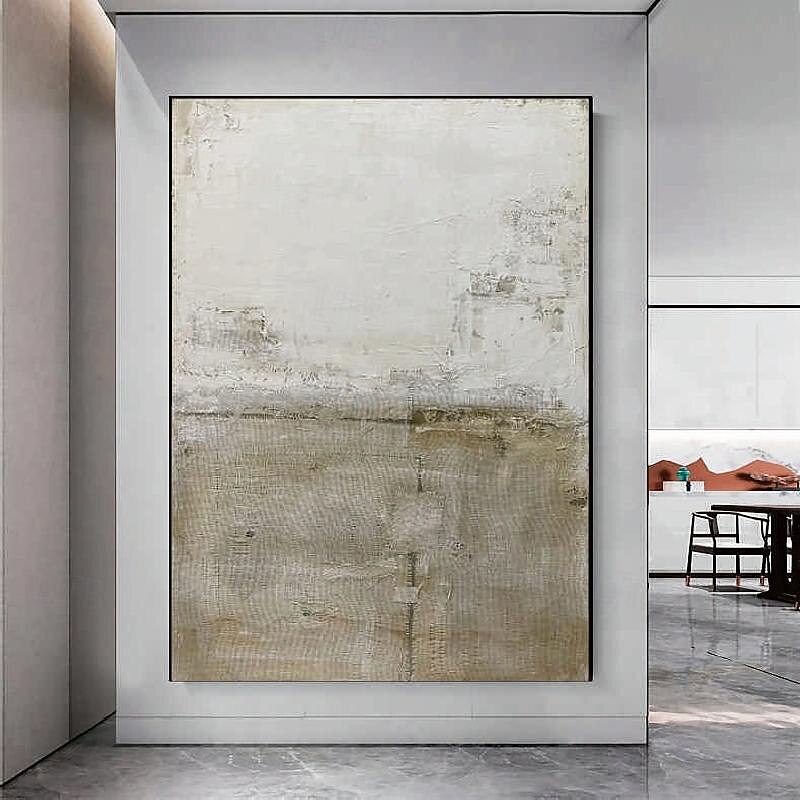 Hand painted 3D Textured White Abstract Painting on Canvas 3D Textured Wall Art Boho Modern Canvas Art Living Room Decor pattle knife oil painting Home Decor Hotel Art Piece3