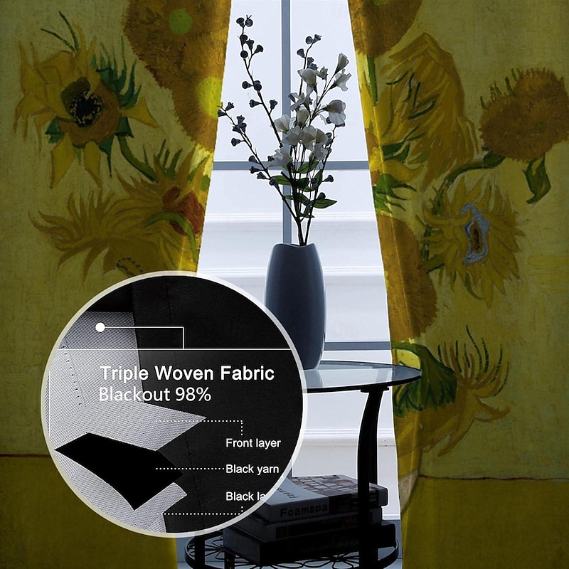 Vincent van Gogh Curtain Panels Grommet/Eyelet Curtain Drapes For Living Room Bedroom, Farmhouse Curtain for Kitchen Door Window Treatments Room Darkening3