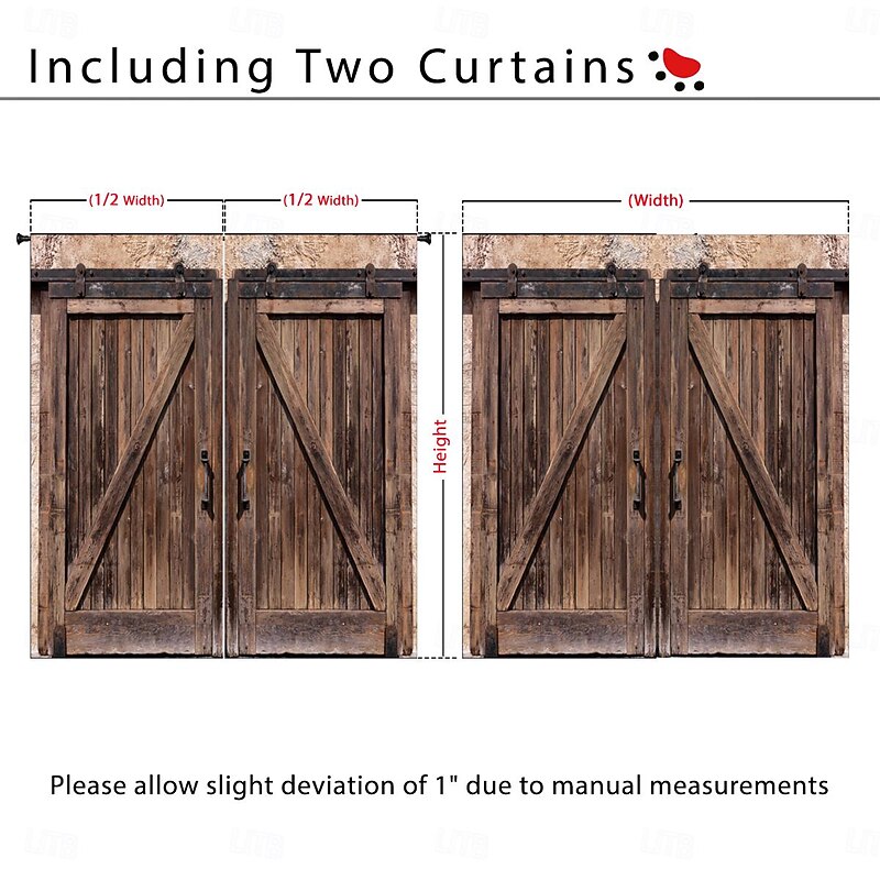 Vintage Wooden Blackout Curtains Door Insulation Outdoor Balcony Rest Living Room Home Decoration 2-piece Set of 3d Digital Printing Perforated4