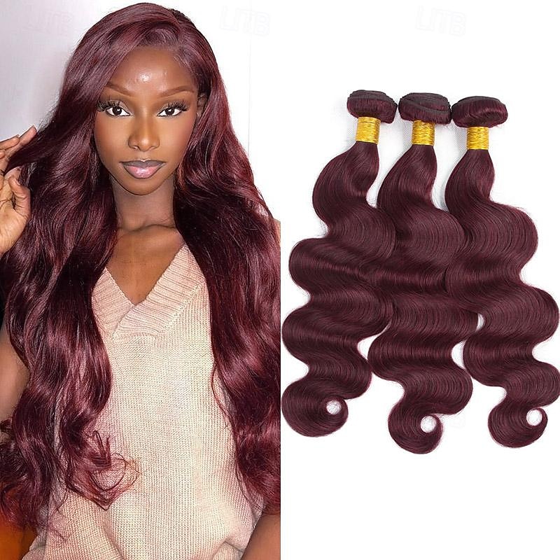 Burgundy Human Hair Bundles Ombre Colored Brazilian 99J Body Wave Human Hair Weave Bundles Remy human Hair Extensions 3PCS