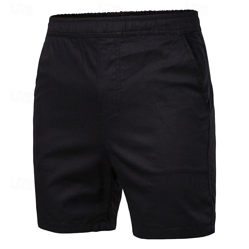 Men's Summer Shorts Casual Shorts Pocket Elastic Waist Plain Comfort Short Party Work Daily Fashion Classic Style ArmyGreen Grass Green Micro-elastic3