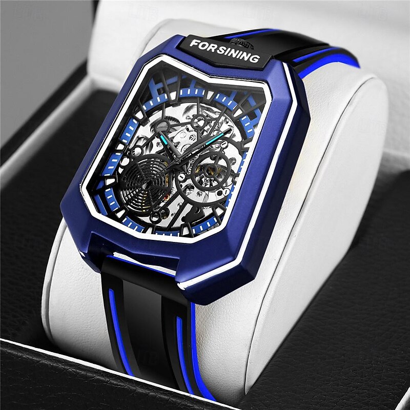 FORSINING Men Mechanical Watch Creative Outdoor Fashion Wristwatch Automatic Self-winding Waterproof Decoration Rubber Watch