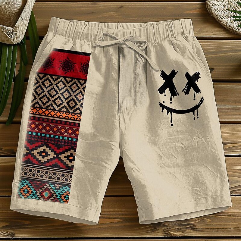 Men's Plaid Geometric Pattern Shorts Summer Shorts Casual Shorts Mid Waist Vintage Designer Ethnic Style Casual Daily Holiday Drawstring Pocket Elastic Waist Designer Clothing Apparel3