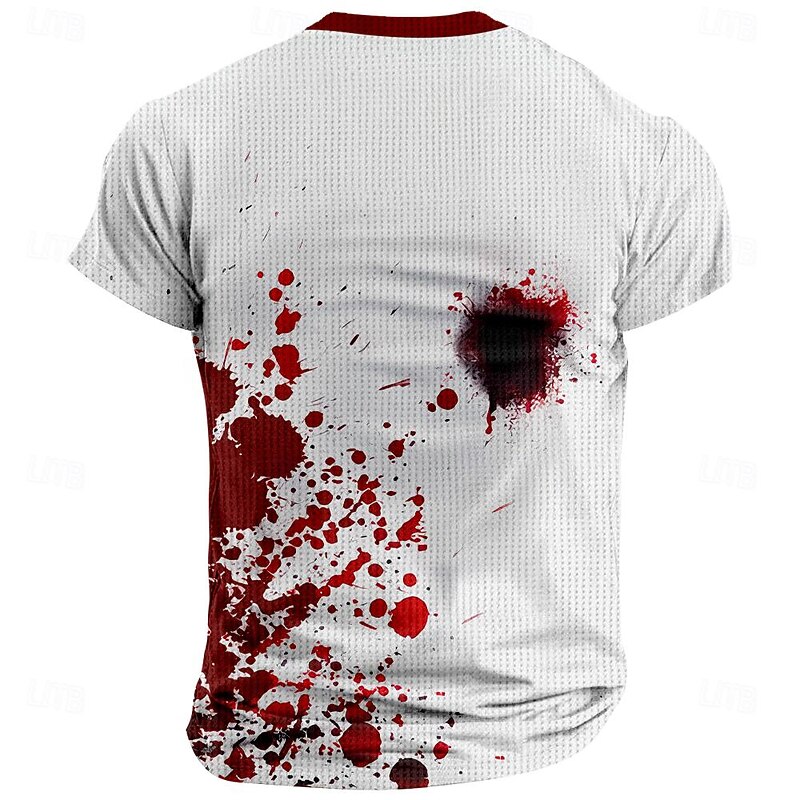Halloween Men's Blood stains I'm Fine T Shirt Short Sleeve T shirt 3D Print Crew Neck Shirt Vacation Sports Fashion Vacation Party Street Red Summer Spring Clothing Apparel S M L XL 2XL 3XL2