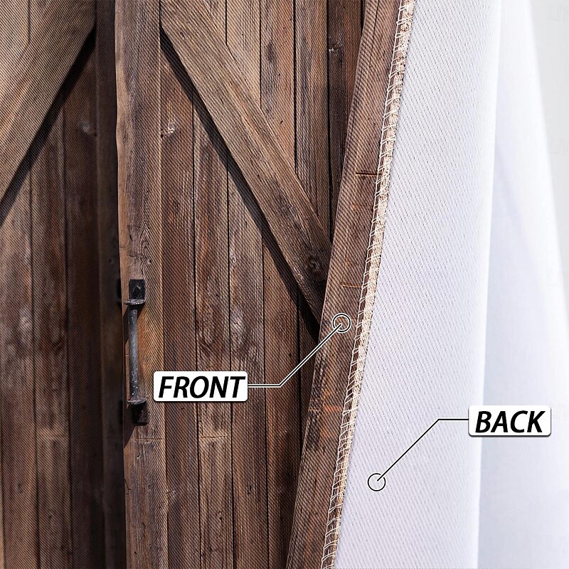 Vintage Wooden Blackout Curtains Door Insulation Outdoor Balcony Rest Living Room Home Decoration 2-piece Set of 3d Digital Printing Perforated3