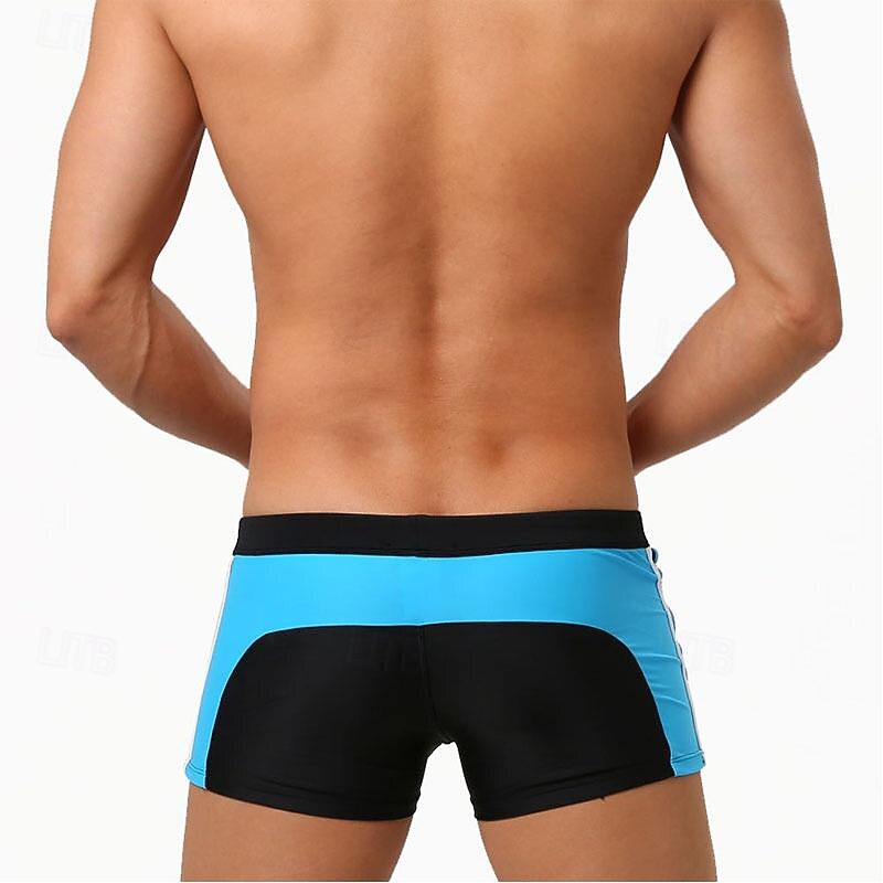 Men's Swim Trunks Swim Shorts Board Shorts Drawstring Elastic Waist Color Block Comfort Quick Dry Short Holiday Beach Weekend Fashion Casual Black Micro-elastic3
